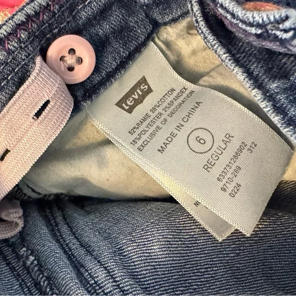 Levi's Blue Distressed Straight-Leg Jeans With Adjustable Waist and Embroidery. - Picture 11 of 13